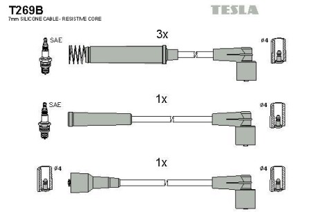 Комплект кабелiв запалювання TESLA T269B