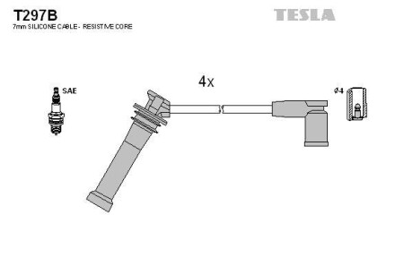 Комплект кабелей зажигания TESLA T297B