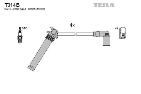 Комплект кабелей зажигания TESLA T314B