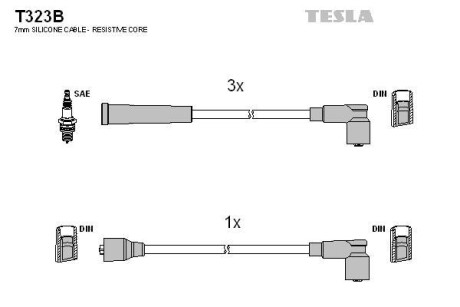 Комплект кабелей зажигания TESLA T323B