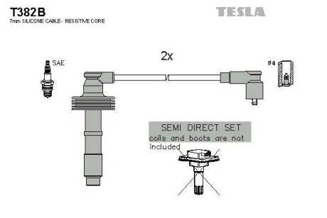 Провід високовольтні, комплект Volvo V40 1.6 (99-04),Volvo V40 1.8 (99-04) TESLA T382B