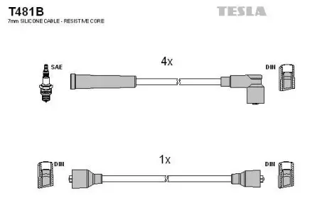 Комплект кабелiв запалювання TESLA T481B