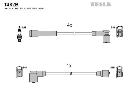 Комплект кабелiв запалювання TESLA T482B