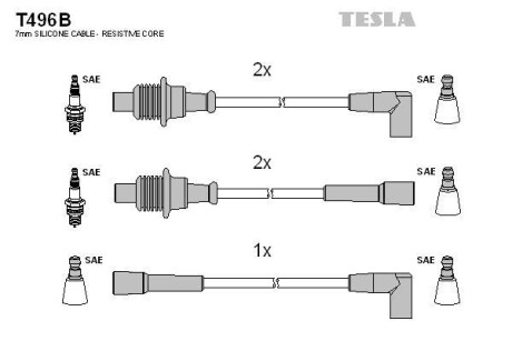 Комплект кабелiв запалювання TESLA T496B