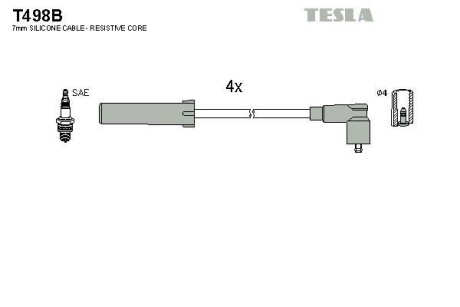 Провід високовольтні, комплект Peugeot 406 2.0 (95-04), Peugeot 406 2.0 (96-04) TESLA T498B