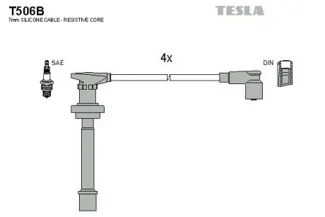 Провід високовольтні, комплект Nissan Primera hatchback 2.0 (96-02) TESLA T506B
