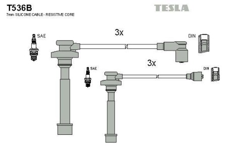 Комплект кабелiв запалювання TESLA T536B