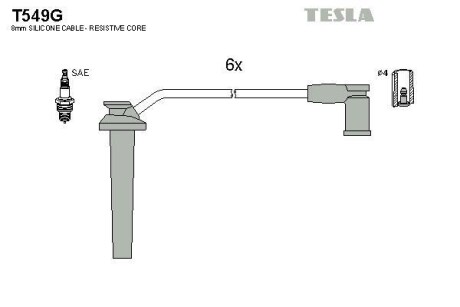 Комплект кабелей зажигания TESLA T549G