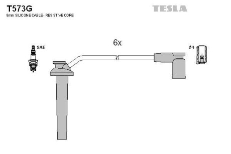 Комплект кабелей зажигания TESLA T573G