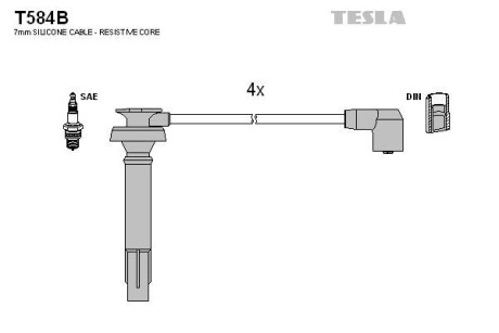 Комплект кабелей зажигания TESLA T584B