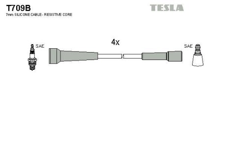 Комплект кабелей зажигания TESLA T709B