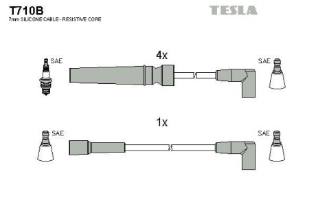 Провід свічковий Нексія 1,5 16V/Есперо (силікон) TESLA T710B