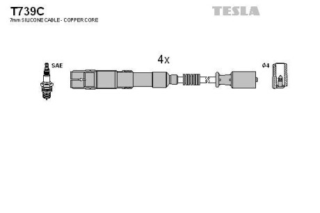 Провід високовольтні, комплект Mercedes-benz A-class (w169) 1.5 (04-12) TESLA T739C