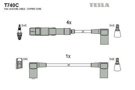 Комплект кабелiв запалювання TESLA T740C