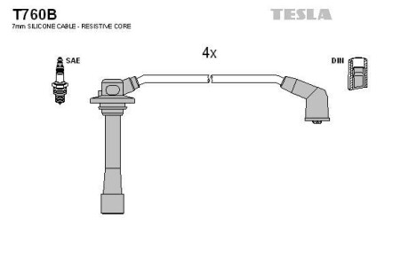 Провід високовольтні, комплект Mazda TESLA T760B