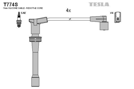 Провід свічковий 2110-2112 інж (1,5 16кл) (силікон) TESLA T774S