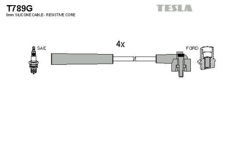 Комплект кабелей зажигания TESLA T789G (фото 1)