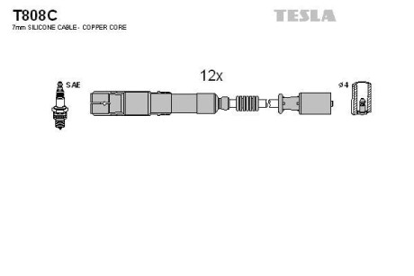 Комплект кабелей зажигания TESLA T808C