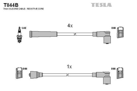 Комплект кабелiв запалювання TESLA T844B