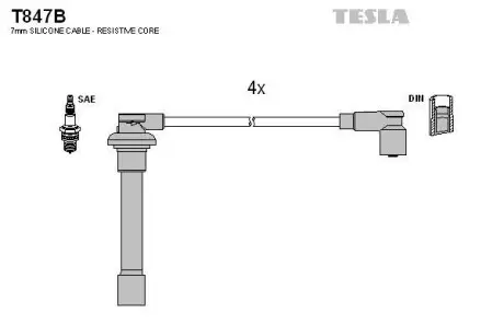 Провід високовольтні Honda Accord vi 2.3 (01-03), Honda Accord vi hatchback 2.0 (99-02) TESLA T847B