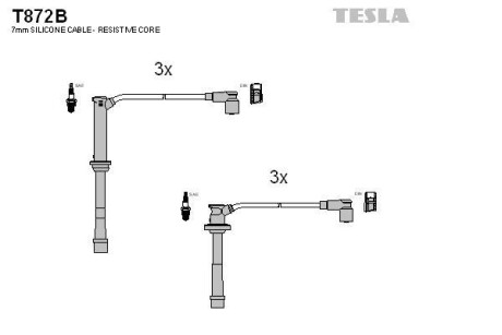 Комплект кабелей зажигания TESLA T872B