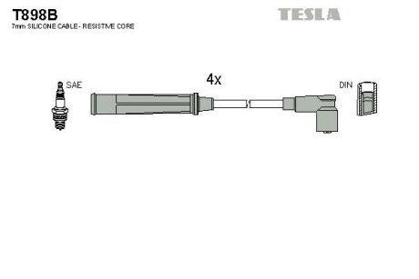 Комплект кабелів запалювання TESLA T898B