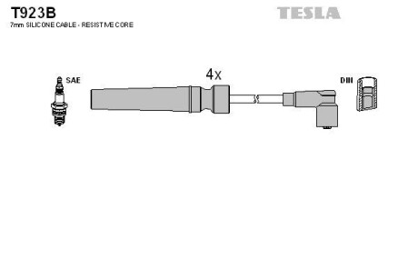 Провід свічковий Лачетті 1,6 (силікон) TESLA T923B (фото 1)