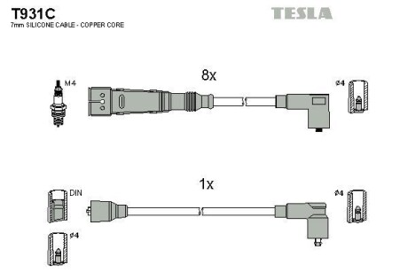 Комплект кабелiв запалювання TESLA T931C