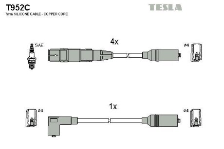 Комплект кабелів запалювання TESLA T952C