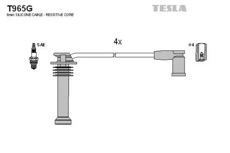 Провід високовольтні, комплект Ford Fiesta v 2.0 (05-08), Ford Mondeo iii 1.8 (00-07) TESLA T965G