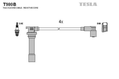 Комплект кабелiв запалювання TESLA T980B