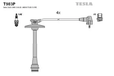 Провід високовольтний, комплект Toyota Rav 4 I 2.0i BLATNA TESLA T983P