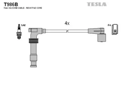 Провід свічковий Лачетті 1,8 (силікон) TESLA T986B