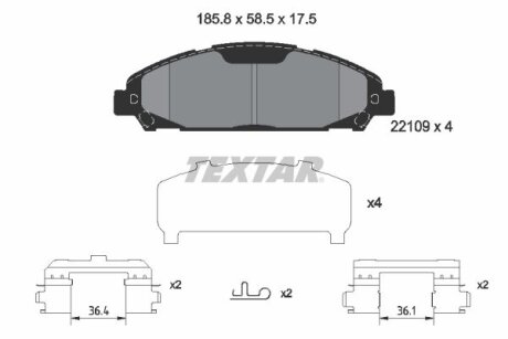 Колодки гальмівні (передні) Ford USA Mustang 14-23 (Akebono) TEXTAR 2210901