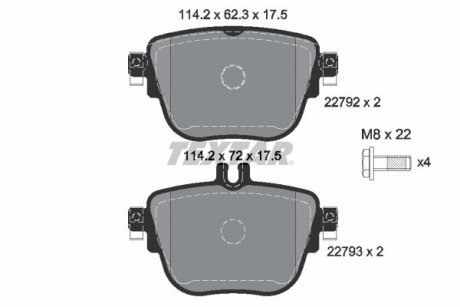 Колодки гальмівні (задні) MB E-class (W213/S213) 16- (TRW) Q+ TEXTAR 2279201