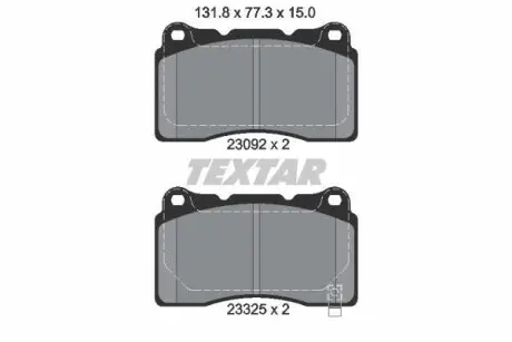 Колодки гальмівні (передні) Honda Civic 12-/Mitsubishi Lancer 95-15/Subaru Impreza 99-13 (Brembo) TEXTAR 2309204