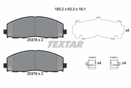 Колодки гальмівні (передні) Jeep Wrangler 17-/Fiat Freemont 11- (Akebono) TEXTAR 2537801