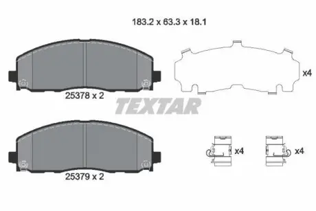 Колодки тормозные (передние) Jeep Wrangler 17-/Fiat Freemont 11- (Akebono) TEXTAR 2537801