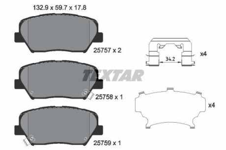 Колодки тормозные (передние) Hyundai Santa Fe 10-/Grandeur 11-/Kia Sorento 09-/Carens 13- (mando) TEXTAR 2575701