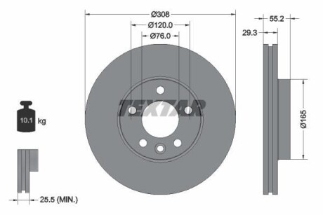 Диск гальмівний VW - замена на T92279505 TEXTAR 92121205