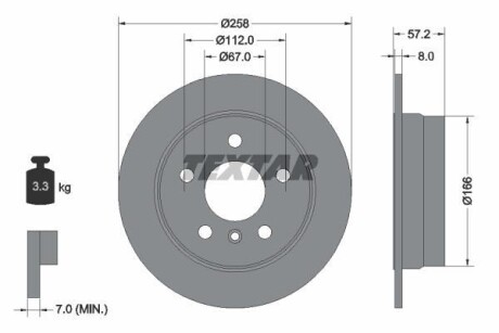 Диск тормозной (задний) MB A-class (W169)/B (W245) 04-12 (258х8) PRO TEXTAR 92132103