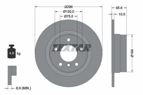 Диск гальмівний (задній) BMW 1 (E81/E87)/3 (E90/E92) 05-13 (296x10.5) PRO TEXTAR 92133103