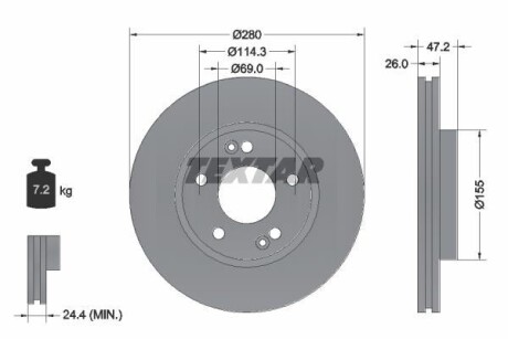 Диск гальмівний HYUNDAI/KIA - замена на T92133905 TEXTAR 92161605 (фото 1)