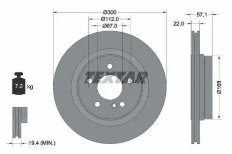 Диск тормозной (задний) MB C-class (W204/S204/C204) 07- (300x22) PRO+ TEXTAR 92163605