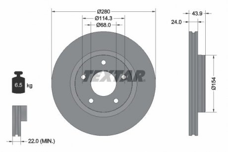 Диск тормозной (передний) Nissan Juke/Tiida 10- (280x24) PRO+ TEXTAR 92232205