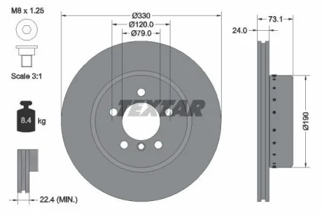 Диск гальмівний (передній) BMW Z4 (E89) 09-16 (330x24) PRO+ TEXTAR 92269725