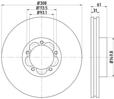 Диск тормозной (передний) Ford Transit 13-(RWD) (308х31) PRO TEXTAR 92274303