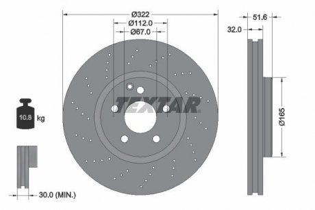 Диск тормозной (передний) MB CLS (C218) 11- (322x32) PRO+ TEXTAR 92277705