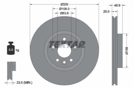 Диск тормозной (передний) Ford Focus/Kuga II 07-/Connect 13- (320x25) PRO+ TEXTAR 92282105