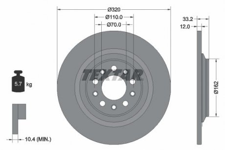 Диск тормозной (задний) Jeep Cherokee 2.0-3.2 13-(320x12) PRO TEXTAR 92304103